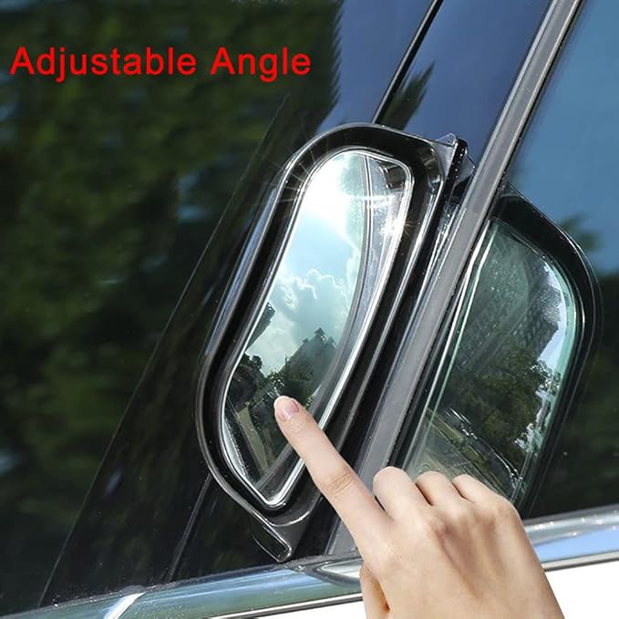 2Pcs Back Passenger Rear View Mirror Adjustable Blind Spot Mirror,Real Glass,Car SUV Side View Mirror With Convex Surface Stick on B-Pillar for Second Row Door Safely Get-Off (Black frame, 2 PCS)