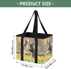 Playful Goats Pattern Reusable Grocery Bags Large Shopping Tote Bag with Reinforced Bottom Board, Water Resistant Foldable St