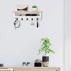 Nekon Key Holder Wall Mount, Wall Organizer Shelf with 5 Key Hooks, Room Decor for Home and Apartment Essentials, Light Brown