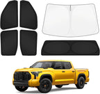 KUST Car Window Shades for Toyota Tundra 2022-2025 2026 Windshield Sun Shade Side Window Cover UV Block Privacy Protection Tundra Accessories for Camping Blackout Rear Back Full Set 6PCS