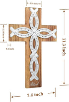 OKSQW Wall Cross Retro Catholic Wooden Hanging Baptism Crosses with Unique Metal Cross Spiritual Religious Cross with Hook 12