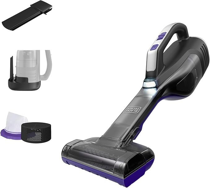 BLACK+DECKER dustbuster Reveal Pet Hair Vacuum, Hand Held Vacuum Cordless Portable for Home and Car, Rechargeable, LED Light,