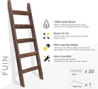 FUIN 5ft (58") Wood Blanket Ladder Living Room Decorative Wall Leaning Farmhouse Quilt Display Holder Rustic Wooden Towel Rac