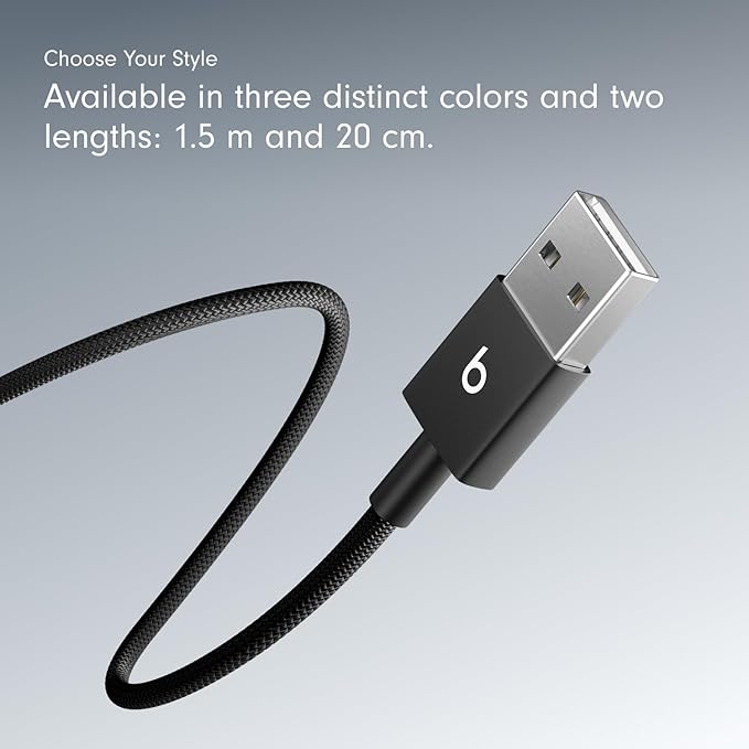 Beats USB-A to USB-C Woven Cable Fast Charging Durable and Tangle-Free Design Compatible Charger for Apple & Android Devices 