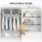 Hershii Expandable Closet Tension Shelf Rod Adjustable Metal Storage Rack Cabinet Organizer DIY Divider Separator Shelves for