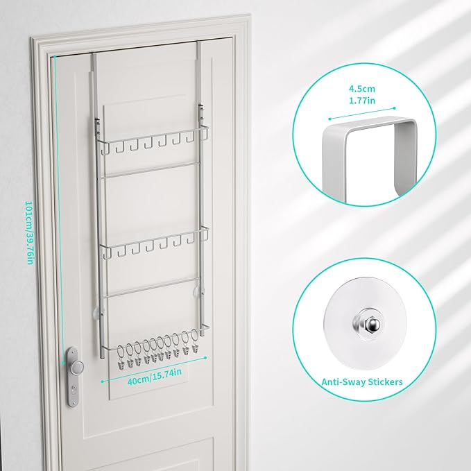 HapiRm Over Door Hat Rack - 3 Tier Wall Mounted Hat Organizer with 16 Hooks and 10 Movable Clips, Cap Hanger Storage up to 26