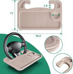 Steering Wheel Tray for Laptop & Food Universal Car Trays Accessories Steering Wheel Desk Car Travel Mount Car Food Tray for Eating - Beige