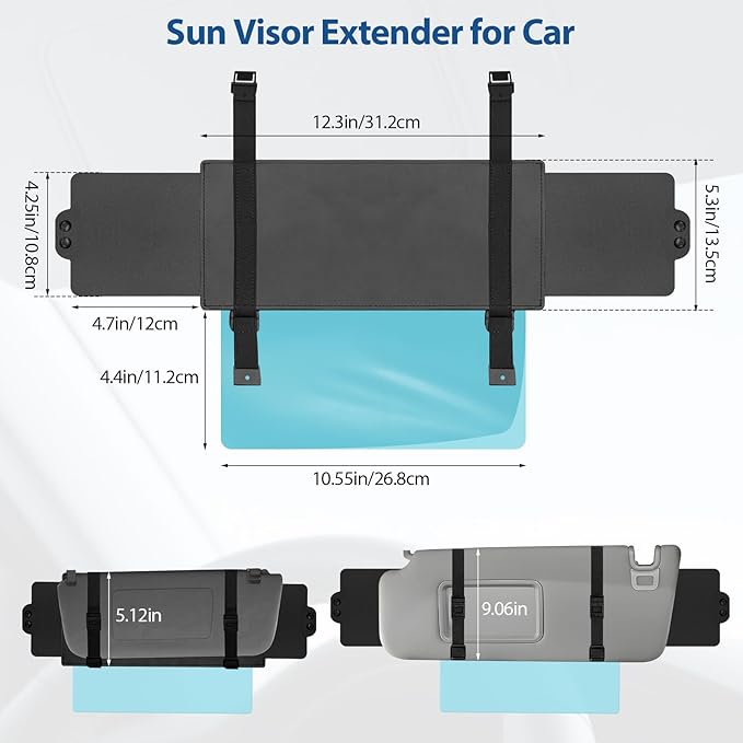 Polarised Sun Visor Extender for Vehicles, Adjustable Anti-Glare Side Window Sun Visor Extension Accessory, Blocks Ultraviolet Rays and Sunlight