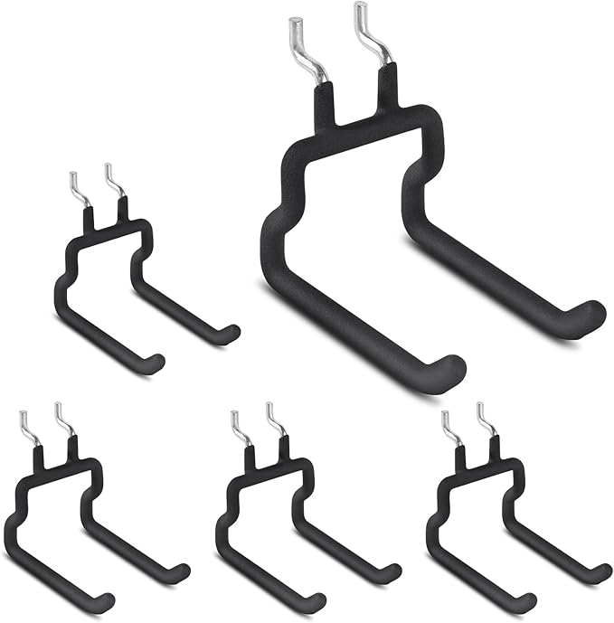 LIGHT DUST Utility Heavy Duty Pegboard Hooks - 5Pack Peg Board Accessories for Hanging Tools Fit 1/8" 1/4" Peg Holes - Pegboa