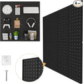 FZK PegBoard, 4 Pack Peg Board 12 * 12inch, Pegboard Wall Organizer, ABS Peg Board for Walls, Black Plastic pegboard, Suitabl
