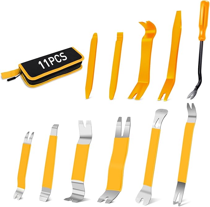 GOOACC 11PCS Trim Removal Tool Kit, Metal & Nylon Pry Tools Set for Car Door Panel, Dashboard, Audio, Clips, Fastener Remover