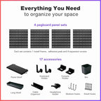 Keepo Peg Board Wall Organizer for Gaming Setup, Pegboard with Adhesives & Screw Mounts, Includes Peg Board Accessories for G