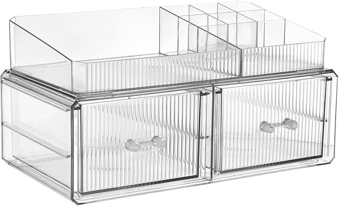 ZHIAI stackable storage drawer, cosmetic acrylic storage box, cosmetics and beauty product storage organizer, suitable for ma