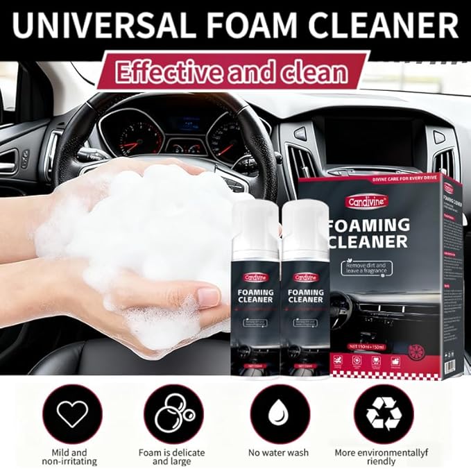 2Pcs Multi-Purpose Foam Cleaner for Car Interior Upholstery Cleaner Foam for Seats,Carpets, Dashboard, Mats, Leather, Vinyl, 