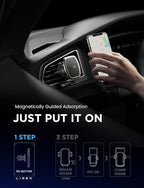 LISEN 2-Pack Magnetic Phone Holder for Car: 6 Military Magnets, Gold Vent Phone Mount