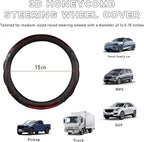 Yourkar Car Steering Wheel Cover, 15 Inch Leather Round Comfy Grip Steering Wheel Protector, Anti-Slip Steering Wheel Cover w