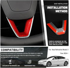 JSWAN Carbon Fiber Steering Wheel Panel Cover Fit for Tesla Refreshed Model 3 Highland Performance (2024+) Model Y Juniper (2025+) Steering Wheel Frame Trim Cover (Red Twill Weave)