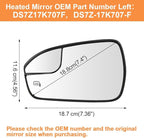 Senzeal Driver Side Heated Mirror Glass Replacement with Blind Spot mirror for Ford Fusion 2013 2014 2015 2016 2017 2018 2019 2020 DS7Z17K707F (Left Side)