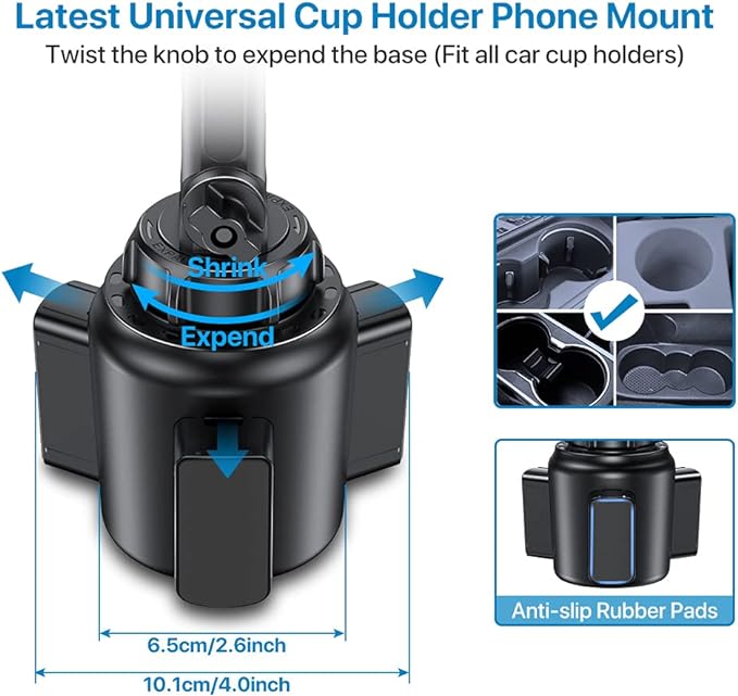 Miracase Universal Cup Phone Holder for Car, [Upgraded Version] Adjustable Long Neck Car Cup Holder Phone Mount Cradle Friendly Compatible with iPhone Samsung Google and All Smartphones, Crystal Pink
