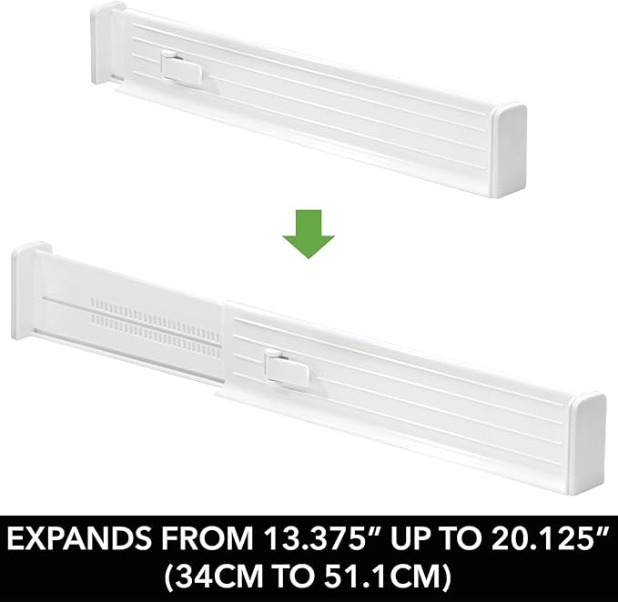mDesign Expandable Dresser Drawer Divider with Foam Ends, Drawer Divider Locks in Place, Separators for Clothing and Accessor