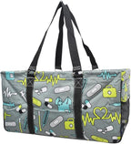 NGIL Extra Large Utility Tote Reusable Grocery Bag Oversized Collapsible for Groceries, Storage, Picnic, Beach (Nurse-black)