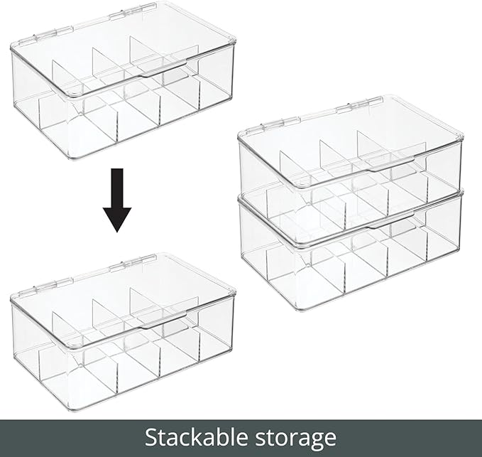 mDesign Plastic Divided First Aid Storage Box Kit with Hinge Lid for Bathroom, Kitchen, Cabinet, Closet - Organize Medicine, 