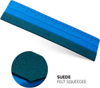 FOSHIO 10 Inch Felt Squeegee for Vinyl wtih Ruler 25CM 4 Round Corners Universal Card, Window Tint Film Installing Hard Blue PP Car Vinyl Wrap Scraper Tool