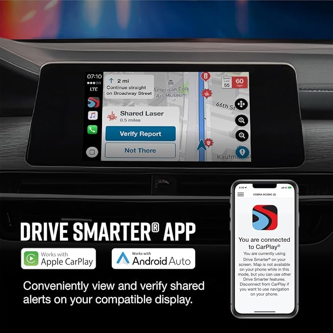 Cobra Smart Dash Cam with Interior Cam (SC 201) - Full HD 1080P Resolution, Built-in WiFi & GPS, Live Police Alerts, Incident