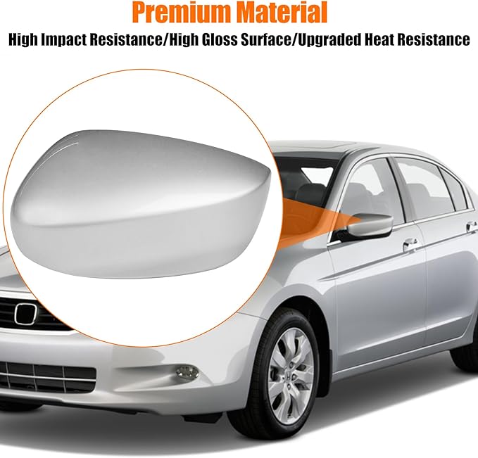 Yumzeco Compatible with Honda Accord Side Mirror Cover Trim 8th Gen 2008 2009 2010 2011 2012, Silver Door Rearview Mirror Cap Replacement for Honda Accord W/O Light Hole - Left Driver Side