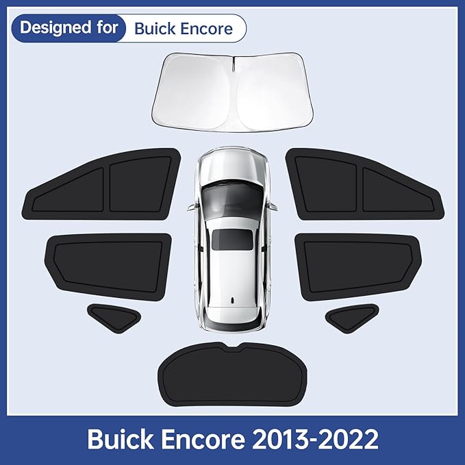 Car Window Shades for Buick Encore 2020-2025, Full Car Window Covers for Privacy, Sunshades for Encore Front Rear Windshield Side Windows to Block UV and Protect Privacy(8pcs)