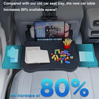 Car Back Seat Tray with Extendable Table, Car Desk for Laptop with Phone Holder, Foldable Trays for Eating & Working, Car Travel Tray Table for Rear Passenger