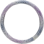 Car Steering Wheel Cover Universal 15 Inch Middle Size Auto Anti-Slip Leather Wheel Protector with Flower Grain Design White Style