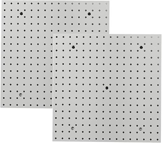 Pegboard Smith 16x16 inch Wall Organizer Pegboard Panels, Gray Metal Pegboard for Tool Storage, Workbench Tools Organization 