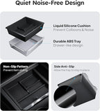 Wigoo Center Console Organizer for Tesla Model Y Juniper (Only Premium & Performance 2025 2026) and All Model 3 Highland Accessories [Double-Layer Storage, Smooth Sliding] 4PCS Black