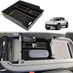 BestEvMod for Rivian R1T & R1S Accessories Center Console Organizer Tray Armrest Storage Box ABS Material with PVC Trim Compatible with Rivian R1T/R1S 2022 2023 2024 2025 2026 Accessories(V2 Yellow)