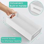 ALELION White Bathroom Basket - Wooden Toilet Tank Paper Basket with Handle for Organizing - Back of Toilet Storage Organizer