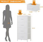DUMOS Dresser for Bedroom, 4 Storage Drawers, Tall Fabric Closet Chests Organizer Tower Furniture with Wooden Top Metal Frame