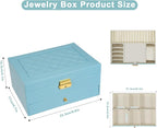 2-Layer Jewelry Box for Women, Jewelry Organizers and Storage with Removable Jewelry Tray, Vintage Quilted Top Lockable Jewel