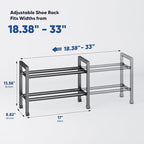 Abiglifty 2-Tier Expandable Shoe Rack,17"-33" Adjustable Shoe Rack for Closet,Metal Shoes Shelves for Front Door Entrance, Ga