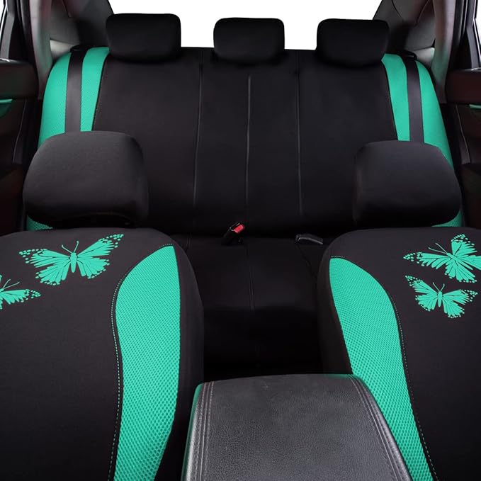 Flying Banner Butterfly car seat Covers ful Set Fashion Universal Lady Woman Female Rear Bench Split Colorized (Full Set, Min