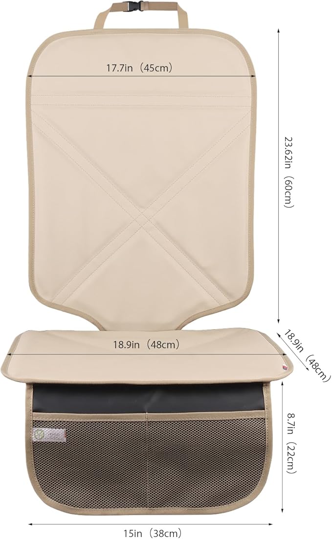 Car Seat Protector Leather Waterproof Child Safety Seat Protector Cover with Thick Pad and 2 Large Pockets Durable Kick Mat f