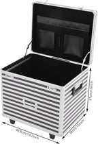 Locking File Box Aluminum Alloy Portable Storage Case with Telescopic Handle Mobile File Organizer with Combination Lock Roll