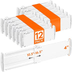 Lifewit 4" Tall 12 Pack Drawer Dividers, 27-42cm/10.5-16.5" Expandable Drawer Divider for Clothes, Adjustable Dresser Drawer 
