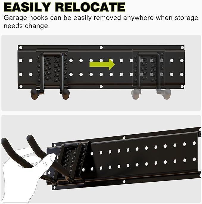 NattyDot Garage Tool Organizer Wall Mount 49.5inch with 9 Hooks Ski Rack for Garden Shovel Holder Garage Wall Organizer Wall 
