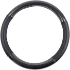 BDK Carbon Fiber Steering Wheel Cover White Vinyl with Fiber Accent - Black Carbon, 14.5-15 inch