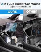 Profortop 2-in-1 Cup Holder Tablet Mount Expander, 2-Section Foldable 15" Height Adjustable Arm & 360° Rotation, Universal Fit for iPad, iPhone, All Smartphones and Most Bottles for Car SUV Truck