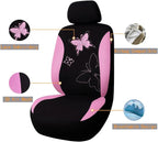 Flying Banner Butterfly car seat Covers ful Set Fashion Universal Lady Woman Female Rear Bench Split Colorized (Pink, 2 Front