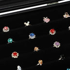 Wudygirl 7 Slots Ring Holder Organizer Box with Transparent Lid Black Jewelry Organizer for Store Display Jewelry Holder for 