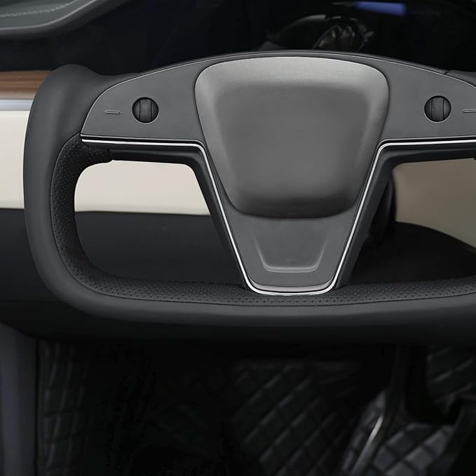 MEWANT Hand Stitched Tesla Model S Yoke Steering Wheel Cover Wrap for Tesla Model S 2021-2023 / Model X 2021-2023 Tesla Yoke Steering Wheel Accessories(3D Style)