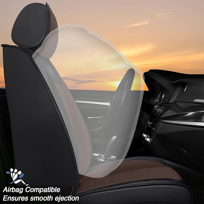 Seat Covers Custom Fit for GMC Yukon XL 2000-2026, 7 Seat, Compatible Airbag Non-Slip Waterproof Leather Seat Cover, Luxury Interior Car Seat Covers Full Set with Pillow, Black Coffee